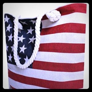 ALL NATURAL CANVAS AMERICAN FLAG TOTE BAG